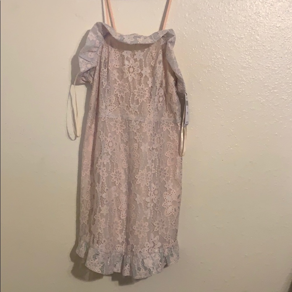 BCBGeneration Ruffle Hem Mini Lace Sheath Dress - Picture 6 of 8